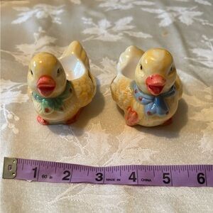 Vintage Ceramic Duck Egg Cups with Blue and Green Accents